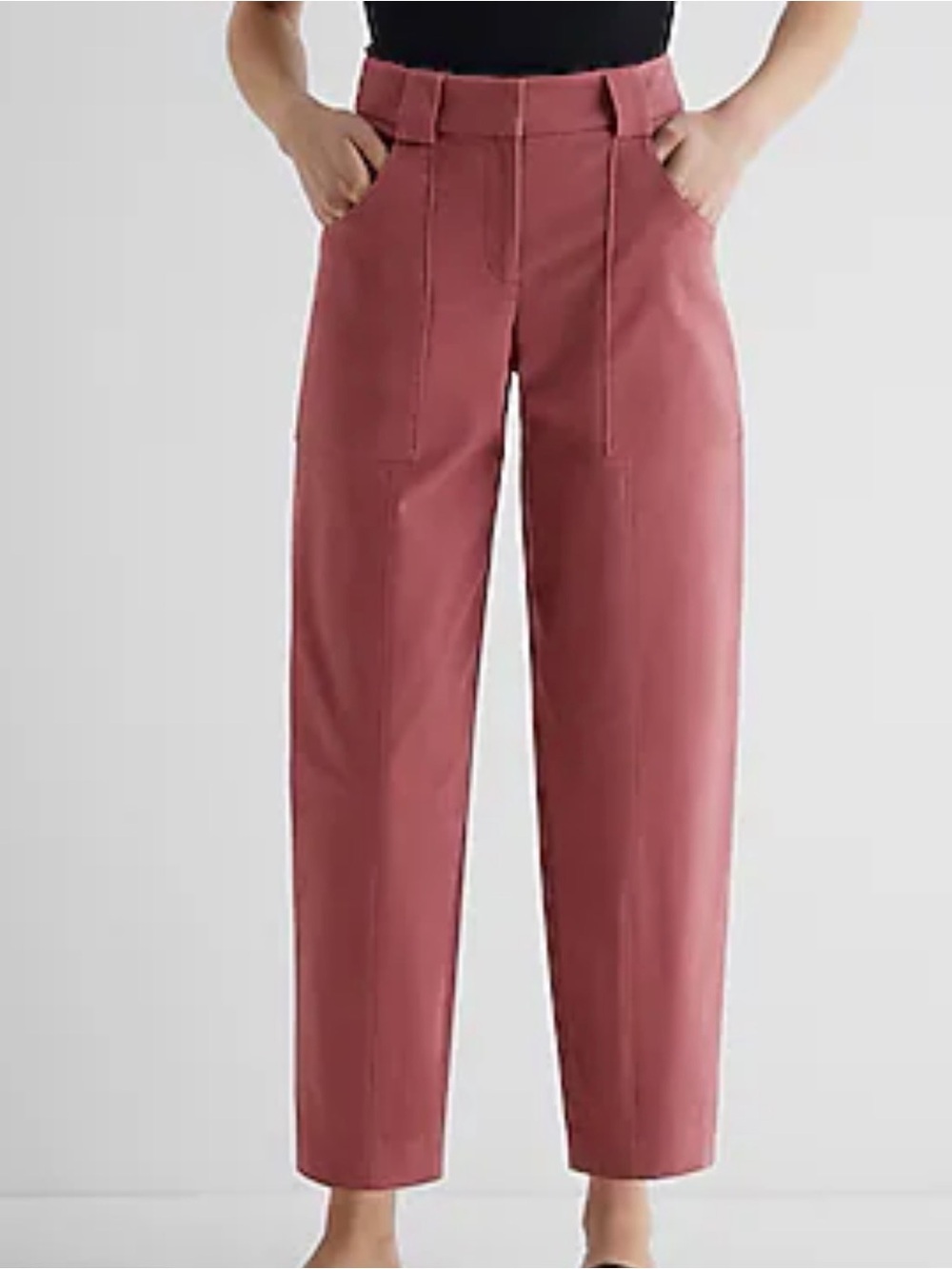 Super High Waisted Cropped Utility Pants Size 14 Barrel Dusty Rose